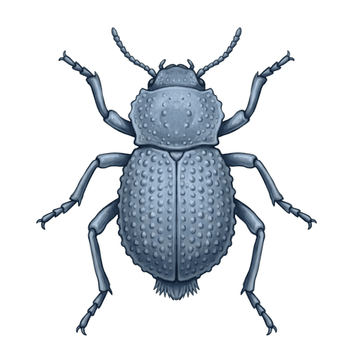 An illustration of a Blue Death-Feigning Beetle, Asbolus verrucosus