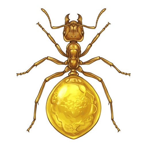 An illustration of a Golden Honeypot Ant, Camponotus inflatus