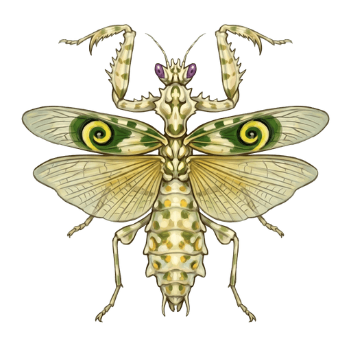 An illustration of a Spiny Flower Mantis, Pseudocreobotra wahlbergi